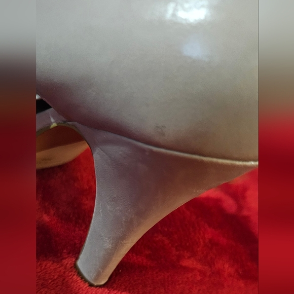 Nine West "O My Gosh" Light Gray Lace-Up, Peep-Toe Leather Heels-Size 9M - Picture 5 of 8